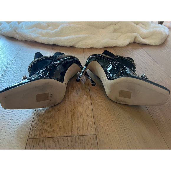 JIMMY CHOO Maruxa 100 suede-paneled embellished patent-leather ankle boots - Picture 6 of 7